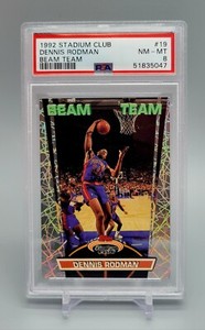 1992 Topps Stadium Club Beam Team #19 Dennis Rodman PSA 8 NM-MT Pistons Bulls
