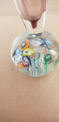 Vintage Lenwile Art Glass Ardalt Japan Millefiori Paperweight Vase - Picture 8 of 8
