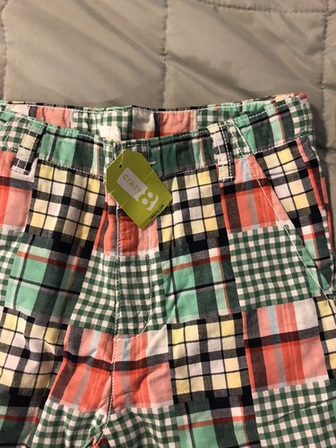 New Youth Crazy 8 boys Easter Green plaid shorts size 14 adjustable waist - Picture 4 of 9