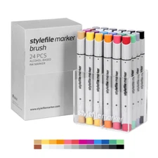 Stylefile Brush Dual-Tip Ink Marker Main A Set 24pc Graffiti Sketch Art Supplies