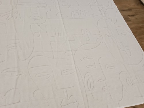 Faces Abstract Line Drawn Art White Shower Curtain Photo Drop 72.5x69.5 - Imagen 2 de 3