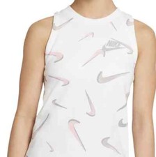 Nike Girls' Sportswear French Terry Allover Swoosh Tank Top NWT Medium