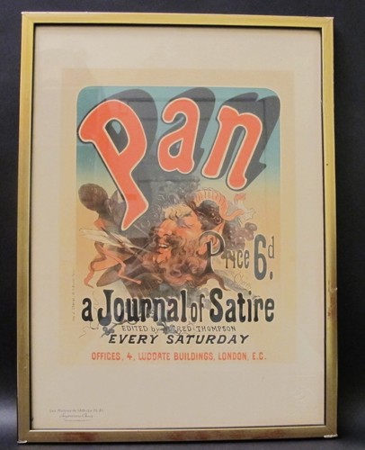 Fine Original Antique JULES CHERET Lithograph of "Pan" w/ Watermark, circa 1895 - Picture 2 of 8