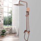 Rose Gold Shower Faucet Set Rainfall Square Spout With Hand Spray Tub Brass Taps
