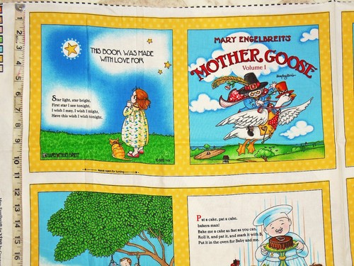 VTG COTTON FABRIC PANELS MOTHER GOOSE Bunny Rose Teddy Bear Cradle of Fun U PICK - Picture 8 of 35