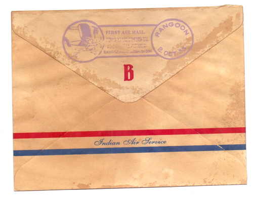 1933 British India First Flight Cover Blank Rangoon-Karachi-London Extremely Rar - Picture 2 of 3