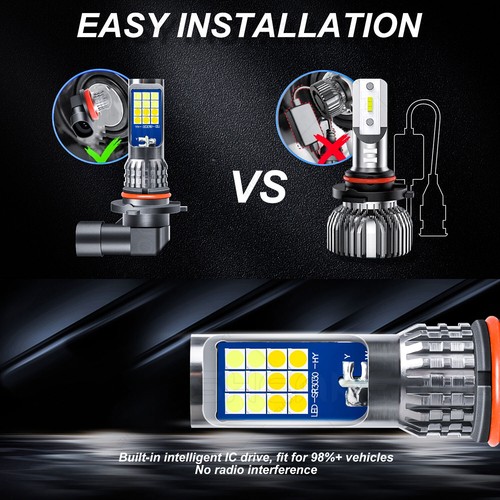 For GMC Sierra 1500 HD 2500 HD 03-06 LED Fog Bulbs Flash Dual Color White+Yellow - Picture 3 of 12