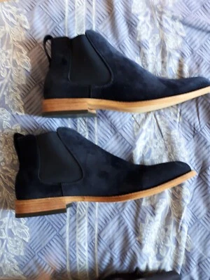 Bottines bleues homme Aspect daim Doublure cuir, à enfiler Design Italien - Photo 1/3