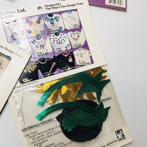 Glitzy Shirts VTG 90s Iron On Applique Kits Bundle 4 Floral Sunflower Birds Fan - Picture 7 of 11