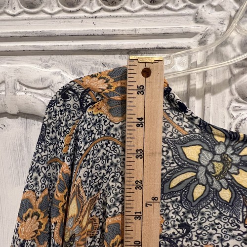 Free people Dress Womens Small Yellow Beige Blue Long Sleeve Vneck - Picture 8 of 13