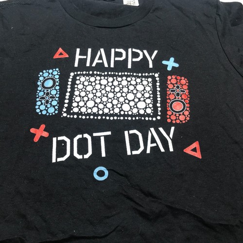 NEW Happy Dot Day Video Game Black Short Sleeve T-Shirt Juniors Youth Size 12 - Picture 5 of 11