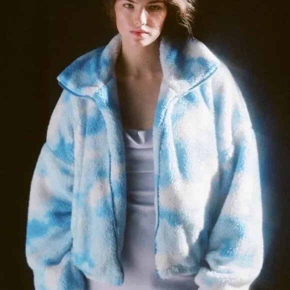 Blue fluffy jacket urban best sale outfitters