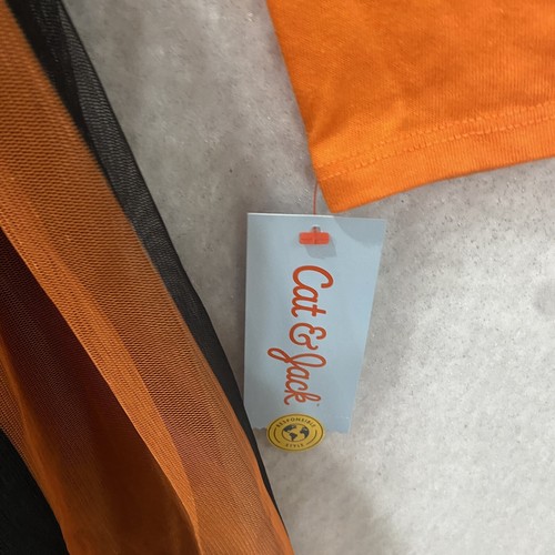 Cat & Jack Girls Halloween Sequin Tulle Dress L (10/12) Orange Black Pumpkin - Picture 8 of 12