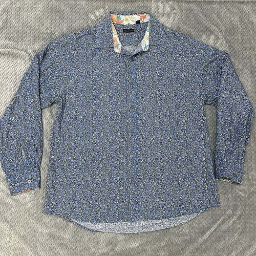 Structure Shirt Mens XL Button Up Dress Floral All Over Print Flip Cuff Easter