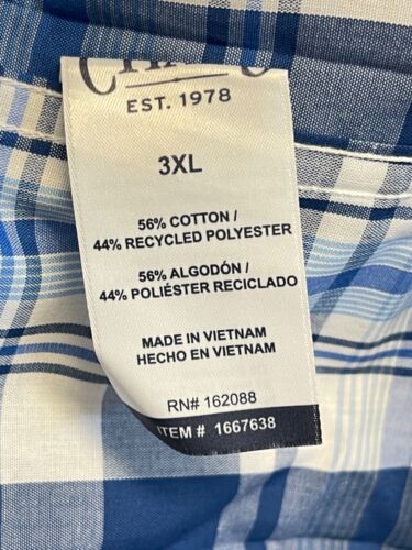 NEW Chaps Men’s Short Sleeve Blue Woven Shirt Size 3XL Pocket Logo Embroidery - Picture 9 of 10
