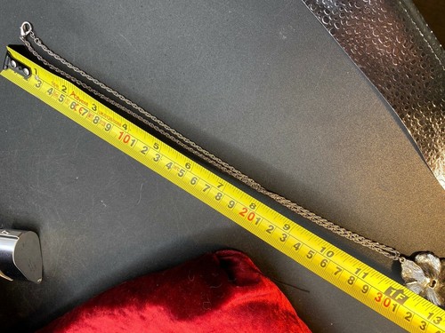 Ciondolo fiore smaltato rosso e rosa con catenina nappa su catenina corda 24" - Foto 6 di 7