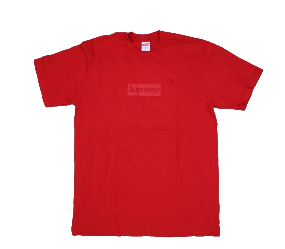Supreme Mens Short Sleeve Red on Red Tonal Box Logo Tee T Supreme Mens Short Sleeve Red on Red Tonal Box Logo Tee T