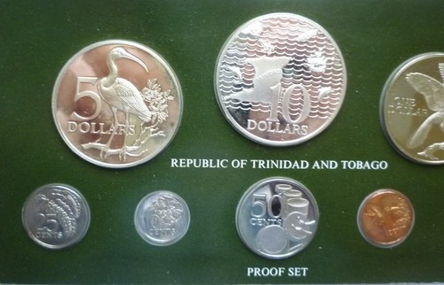 1976 TRINIDAD & TOBAGO - OFFICIAL PROOF SET (8) w/ 2 Oz SILVER CROWNS - BOX, COA - Picture 4 of 15