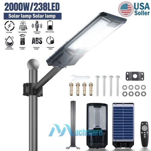 2000W 9900000000lm Commercial Solar Street Light PIR Road Lamp 3 Modes IP67+Pole - Picture 60 of 174