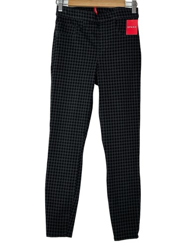 SPANX Leggings Women Small ANKLE Black Gray Houndstooth Stretch Pull On New
