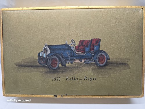 1923 Rolls - Royce gold wood jewelry box red velvet made in Japan # 5860 - Picture 18 of 24