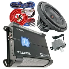 Gravity WZ3000.1D 3000W Amp +1x Gravity G5-12D4 12" 3000W Sub + 4 Ga Amp Kit