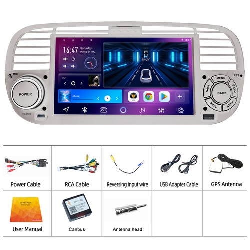 7" Autoradio Per FIAT 500 2007-2015 Stereo Android 13 2+64G GPS NAVI Carplay RDS - Foto 17 di 17