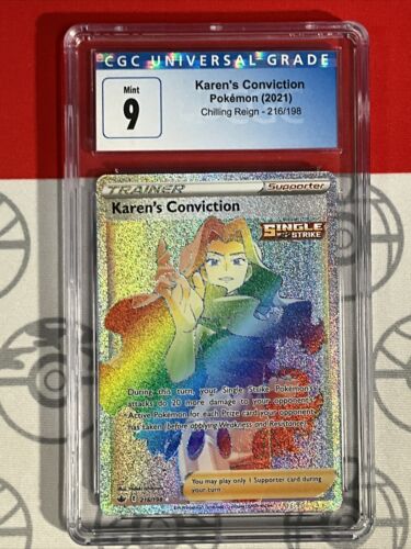 CGC 9 Pokemon TCG Karen's Conviction Chilling Reign 216/198 Rare Card PSA 5017 - Picture 1 of 2