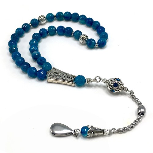 Cuentas de oración de ágata azul claro Tesbih - Cuentas de preocupación Tasbih Masbaha (8 mm 33 cuentas) - Imagen 6 de 10
