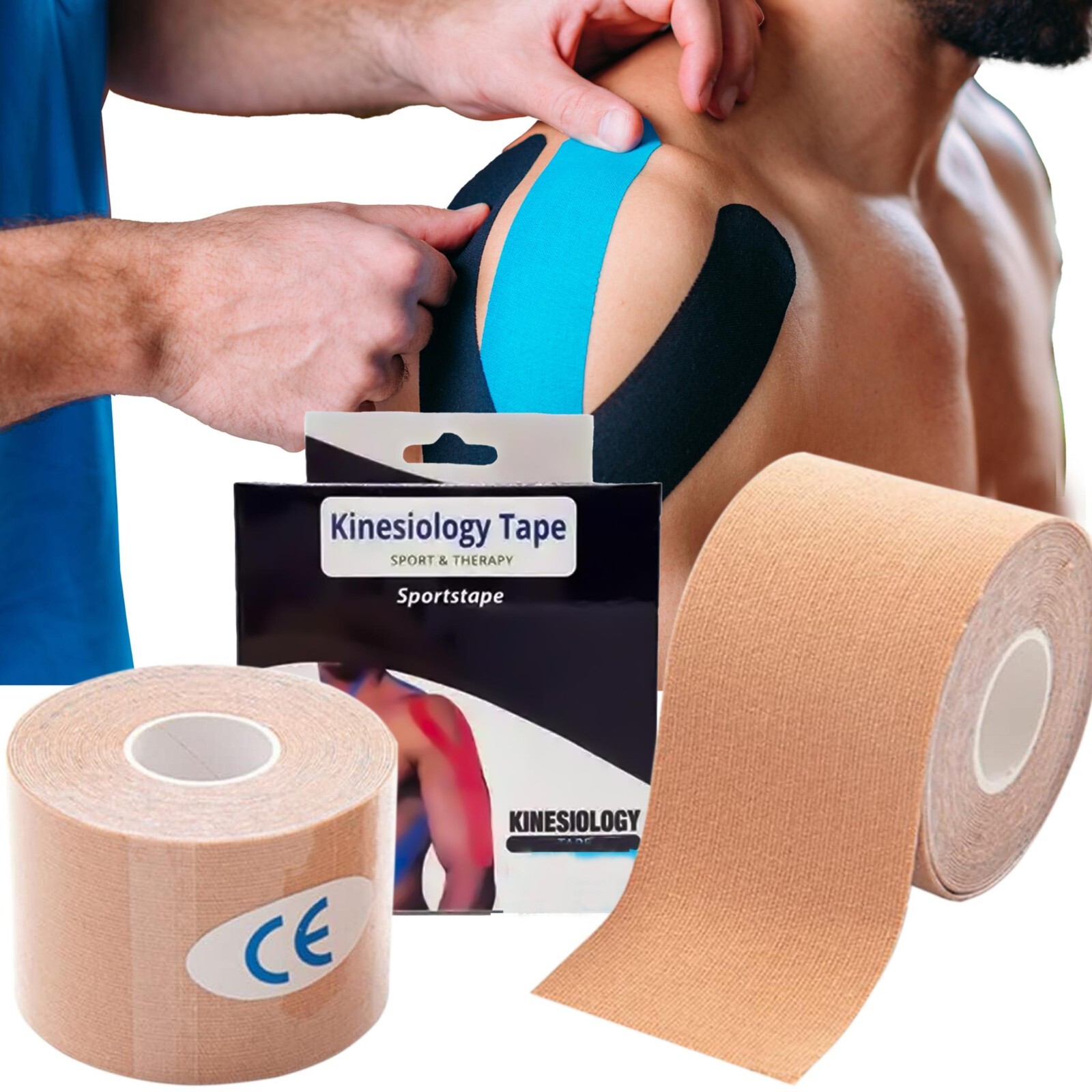 Kinesio Tape Kinesiologie Sportape 5cm x5m taping Knie Gesicht Kinesiotape