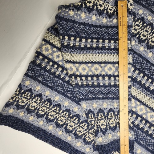 Vintage Paul James Herren Medium Strick Rollkragen Pullover Pulli Wolle Nordic Blau - Bild 11 von 15