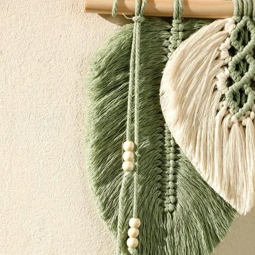 Boho Woven Leaf Macrame Wall Hanging – Stylish Tapestry Art for Bedroom Decor - Picture 23 of 30