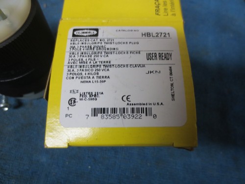 HUBBELL TWIST-LOCK PLUG HBL2431 20AMP 480VOLT 3PH 3P 4W - Picture 3 of 3