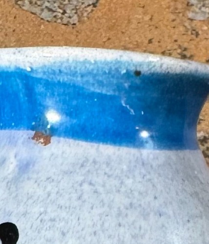 TONALA Pottery Hand Painted 7” White Blue Bird Ceramic Vase Mexico Vtg Folk Art - Picture 10 of 13