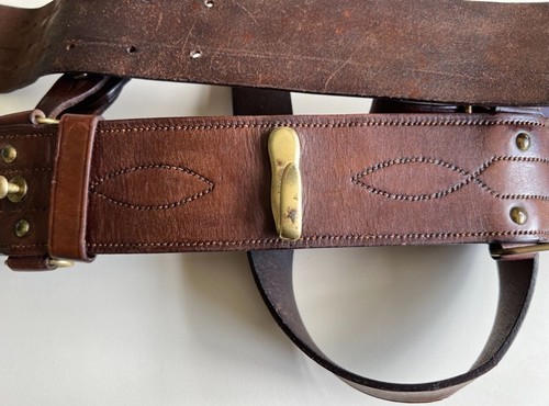Original WW1 WW2 Leather Brass SAM BROWN BELT Cross Strap Mens Military Uniform - Picture 8 of 17