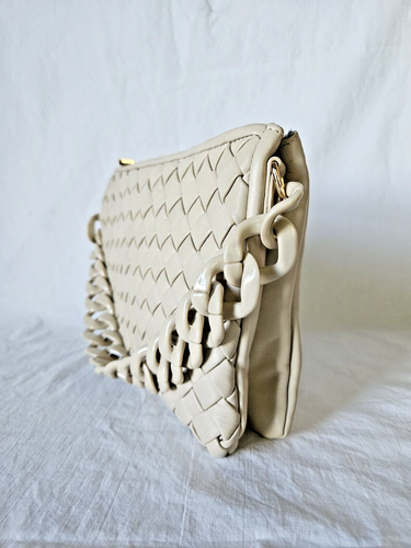 Vince Camuto Basket Weave Pelle Adyna Borsa a Mano Borsetta Cestino Tessuto in Osso - Foto 7 di 12