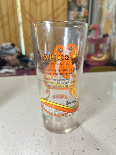 Vintage 1976 Arby's Zodiac Aries Astrology Drinking Glass Excellent - 第 3/4 張圖片