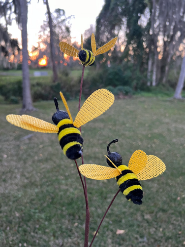 Chenille & Sackleinen Hummel Stiel Ostern Frühling Kranz Akzent Deko Basteln - Bild 2 von 6