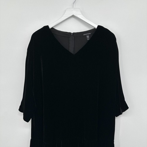 Eileen Fisher Velvet Dress Medium Drop Waist 20% Silk Cocktail Holiday Dressy - Picture 4 of 12
