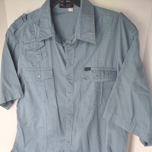 Rocawear Camp Shirt big Mens 3Xl Button Up blue Short Sleeve 3xl - Picture 2 of 7
