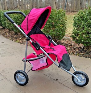Graco-Baby-DOLL-Sz-Jogging-Jogger-Stroller-Pink-3-wheels-basket-Pretend-Play-toy