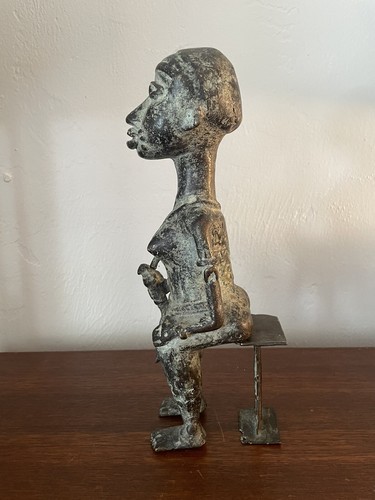 African Bronze Benin Baule Seated King & Queen Statues Figures Ivory Coast - Picture 15 of 17