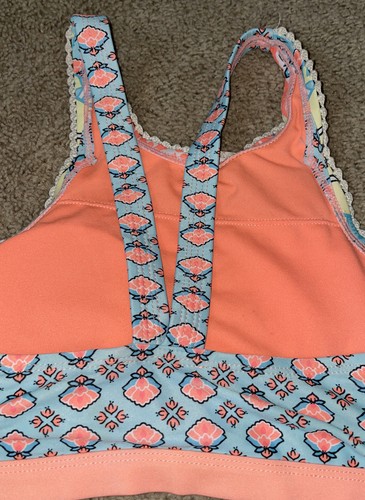 Girls Size 18 2 Piece Bathing Suit Peach, Light Blue, Yellow - Picture 4 of 5