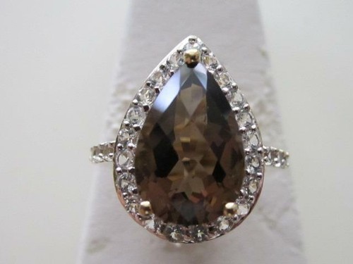 10k. Gold Two Tone Checkered Board Topaz and White Sapphire Cocktail Ring, New. - Picture 4 of 8