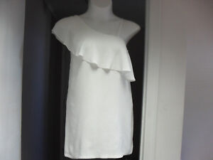 White-Mini-Dress-Ruffle-One-Shoulder-S-6-Club-Dress-Designer-NWT-119