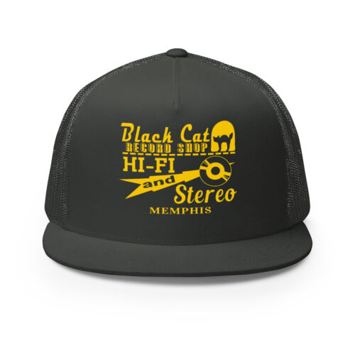 BLACK CAT RECORDS Vintage Style TRUCKER HAT CAP - Picture 10 of 13