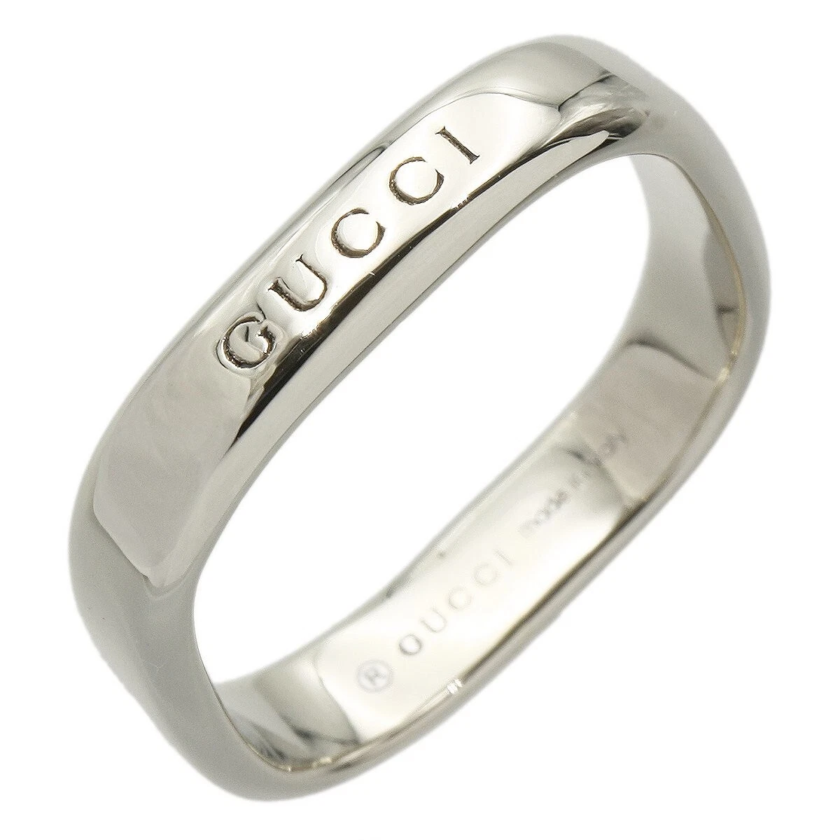 Gucci 18K White Gold Square Logo Ring US4.75 EU49 Women Y1238 | eBay