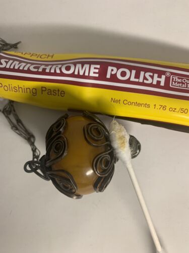Ethnic Large Butterscotch Egg Yolk Bakelite Amber Bead Silver - Picture 2 of 10