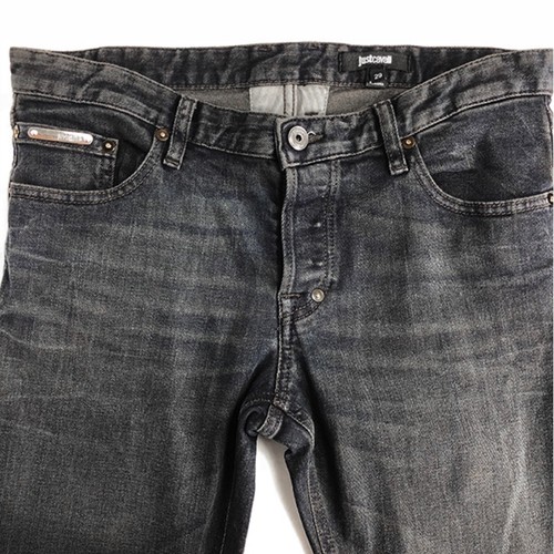 Just Cavalli Men's Jeans Black Grey Slim Skinny Button Front Logo Distressed 29 - Picture 2 of 7