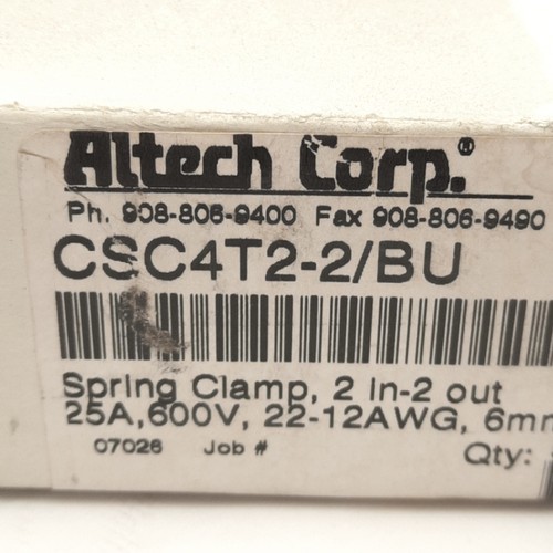 Menge 10 Altech Corp CSC4T2-2 Reihenklemmen, 1 Ebene, 4 Kontakte, 600V 25A - Bild 2 von 4